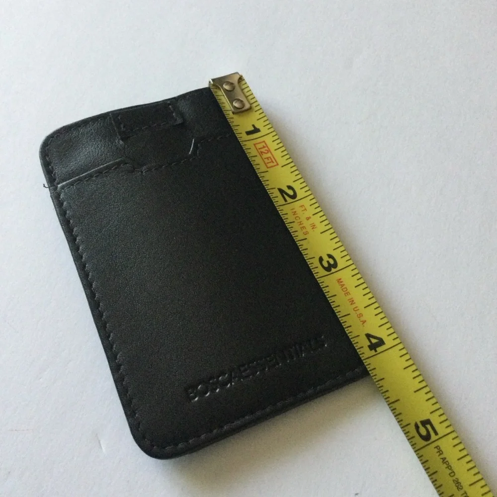 BOSCA ESSENTIALS LEATHER CARD CASE BLACK 4” NWT